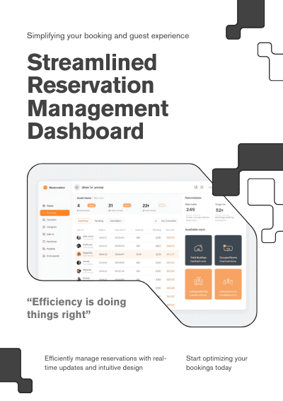 Booking system dashboard and availability interface